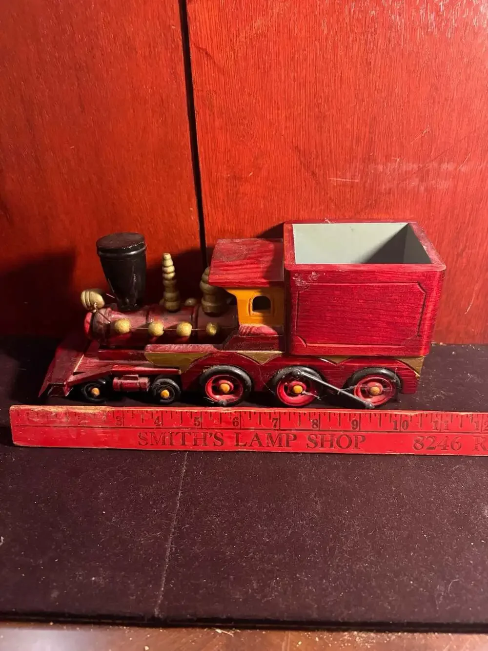 PBC International Wooden Train Locomotive Candy or Pencil Holder Centerpiece